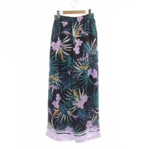 Diagram GRACE CONTINENTAL 21SS フラワーラインパンツ ワイドパンツ イージー ドロスト 36 ブラック マルチカラー