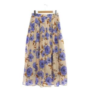 21SS フラワープリントミディスカート ロング フレア 38 マルチカラー