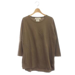 コットンダメージ加工カットソー Tシャツ プルオーバー 長袖 F ブラウン