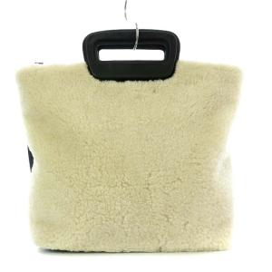 PELLICO ハンドバッグ ショルダーバッグ 2way ボア レザー アイボリー 黒 ブラック