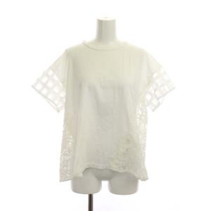 カットソー チェック レース コンビトップ 36 ホワイト