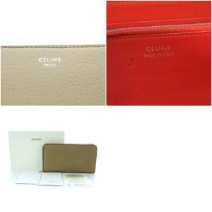 CELINE 長財布 ラウンドファスナー レザー ベージュ