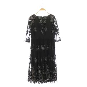 ANAYI レース刺繍フラワーワンピース ブラック