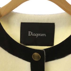 Diagram GRACE CONTINENTAL 21AW バイカラー ノーカラージャケット 起毛 モヘヤ混 スナップボタン 36 オフホワイト