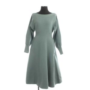 21SS ホールガーメントワンピース ニット ミモレ丈 ロング 長袖 36 ミント