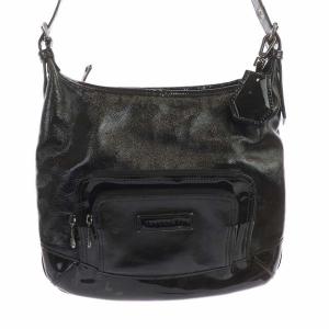 Longchamp ショルダーバッグ パテントレザー エナメル ブラック
