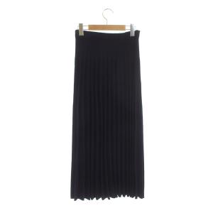 ANAYI 21SS ランダムタックニットプリーツスカート ロング 36 紺 ネイビー
