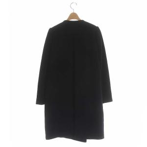 ENFOLD ノーカラーコート アウター ウール ロング バックタック 38 ブラック