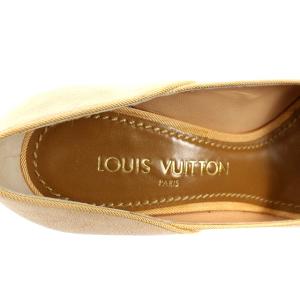 LOUIS VUITTON パンプス オープントゥ スエード 36 ピンクベージュ