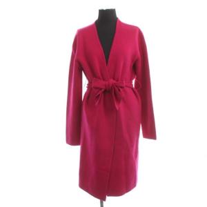 リバーニットカーディガン長袖 ロング アンゴラ混 ベルトリボン 36 ピンク