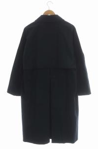 YAECA SOUTIEN COLLAR COAT ロング スプリングコート 比翼ボタン S ネイビー