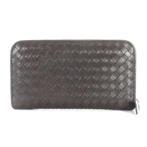 BOTTEGA VENETA イントレチャート 長財布 ラウンドファスナー レザー ブラウン 114076