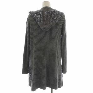 Chloe フード付きニットカーディガン 長袖 スパンコール ウール グレー