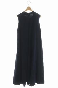 Drawer 14G ミラノ編み ノースリーブワンピース ニットワンピース フレア ロング コットン 2 紺 ネイビー