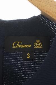 Drawer 14G ミラノ編み ノースリーブワンピース ニットワンピース フレア ロング コットン 2 紺 ネイビー