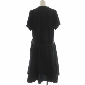 sacai Cotton Knit Dress ニット切替シャツワンピース 膝丈 フレア  2 ブラック