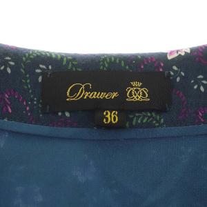 Drawer Vネック花柄ティアードワンピース ネイビー