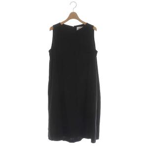 ノースリーブ フレアタックワンピース ミモレ丈 ロング 36 ブラック