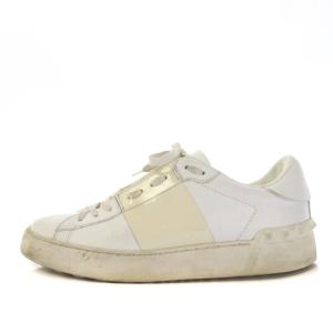 VALENTINO GARAVANI スニーカー ローカット エナメル切替 レザー 37 24cm 白 ホワイト LSM781W2