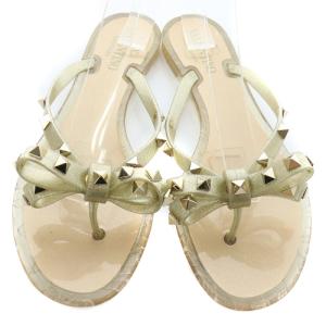 VALENTINO GARAVANI サンダル ラバー ロックスタッズ トング フラット 25cm ゴールド色