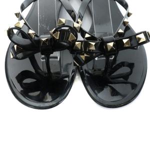 VALENTINO GARAVANI サンダル ラバー ロックスタッズ トング フラット 25cm 黒