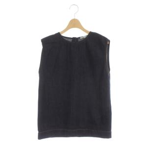 パイパーデニムトップス カットソー ノースリーブ ステッチ 34 インディゴ