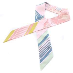 HERMES 21AW スカーフ ツイリー シルク Ex-Libris Rose Pale/Vert/ マルチ