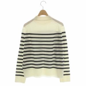 JOHN SMEDLEY ニット セーター 長袖 ボーダー ハイネック ウール アイボリー ブラック