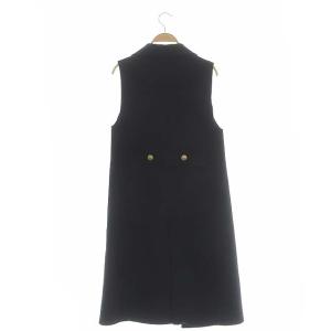 ANAYI 21AW カルゼリバーボタンレスジレ 34 ネイビー