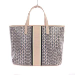 TORY BURCH GEMINI LINK STRIPE トートバッグ PVC レザー チェーン柄 ピンク