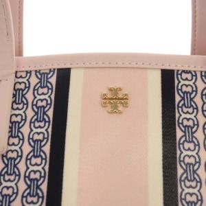 TORY BURCH GEMINI LINK STRIPE トートバッグ PVC レザー チェーン柄 ピンク