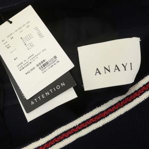 ANAYI コットンジャケット ノーカラー カラーレス 36 ネイビー レッド ホワイト