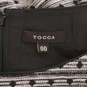 TOCCA 総柄ワンピース フレア タック ウール混 ミディ丈 フレンチスリーブ 00 グレー ブラック