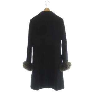 TOCCA フォックスファー付き カシミヤコート ステンカラーコート フラワーボタン アウター ロング 0 黒 ブラック