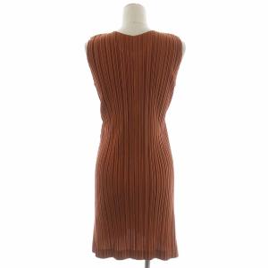 PLEATS PLEASE ISSEY MIYAKE イッセイミヤケ ノースリーブ プリーツワンピース ひざ丈 3 茶