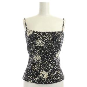 02A P20221V11568 ココマーク総柄 シルクキャミソール 34 黒 アイボリー