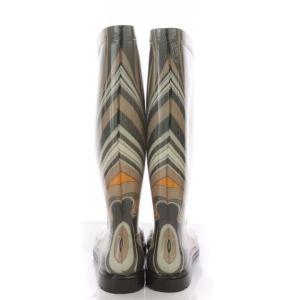 Emilio Pucci プッチ柄PVCレインブーツ 雨靴 長靴 38 グレー ベージュ オレンジ