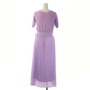 Diagram GRACE CONTINENTAL ドッキングニットワンピース ロング プリーツ 切替 半袖 ベルト付き 36 ラベンダー