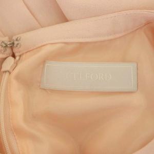 CELFORD ワンピース 長袖 プリーツ 膝丈 バックサテン クルーネック 36 ピンク