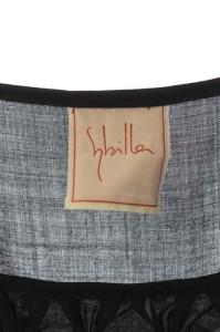 SYBILLA ウールナイロン ウエストプリーツ ノースリーブワンピース フレア ミモレ丈 M 黒 ブラック