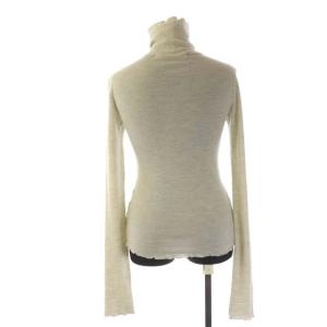 LEINWANDE ハイネック カットデザイン フリルニット カットソー 長袖 ウール F ライトグレー