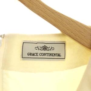 GRACE CONTINENTAL マルチジャージワンピース ひざ丈 七分袖 フレアスリーブ ラメ 36 アイボリー
