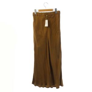 Deuxieme Classe Maxi スカート ロング セミフレア シルク 36 ブラウン
