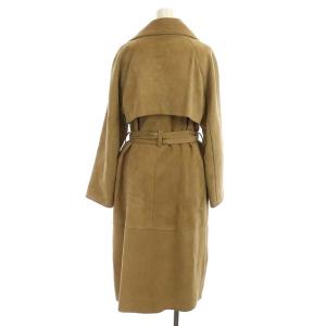 Grace Class ラムレザートレンチコート アウター スエード 羊革 ロング リボンベルト付き 38 キャメル