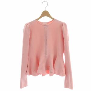 22SS スリットヘムペプラムカーディガン ニット ジップアップ 36 ピンク