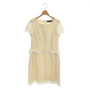 M'S GRACY レースワンピース リボン 膝丈 半袖 38 白 ホワイト