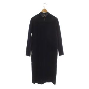 ANAYI 21AW スムースジャージーニットコンビ ワンピース ロング 長袖 34 ネイビー