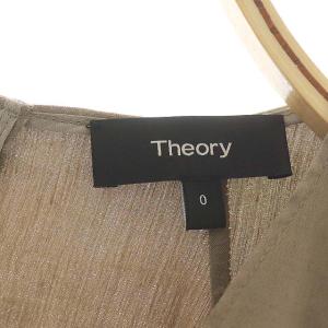Theory 20SS リネンワンピース ひざ丈 フレンチスリーブ Vネック 0 モカ