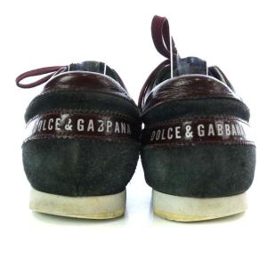 DOLCE&GABBANA ラインスニーカー ローカット エナメル スエード 7  ブラック ボルドー