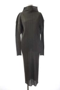 ハイネック プリーツ マキシワンピース 3 グレー